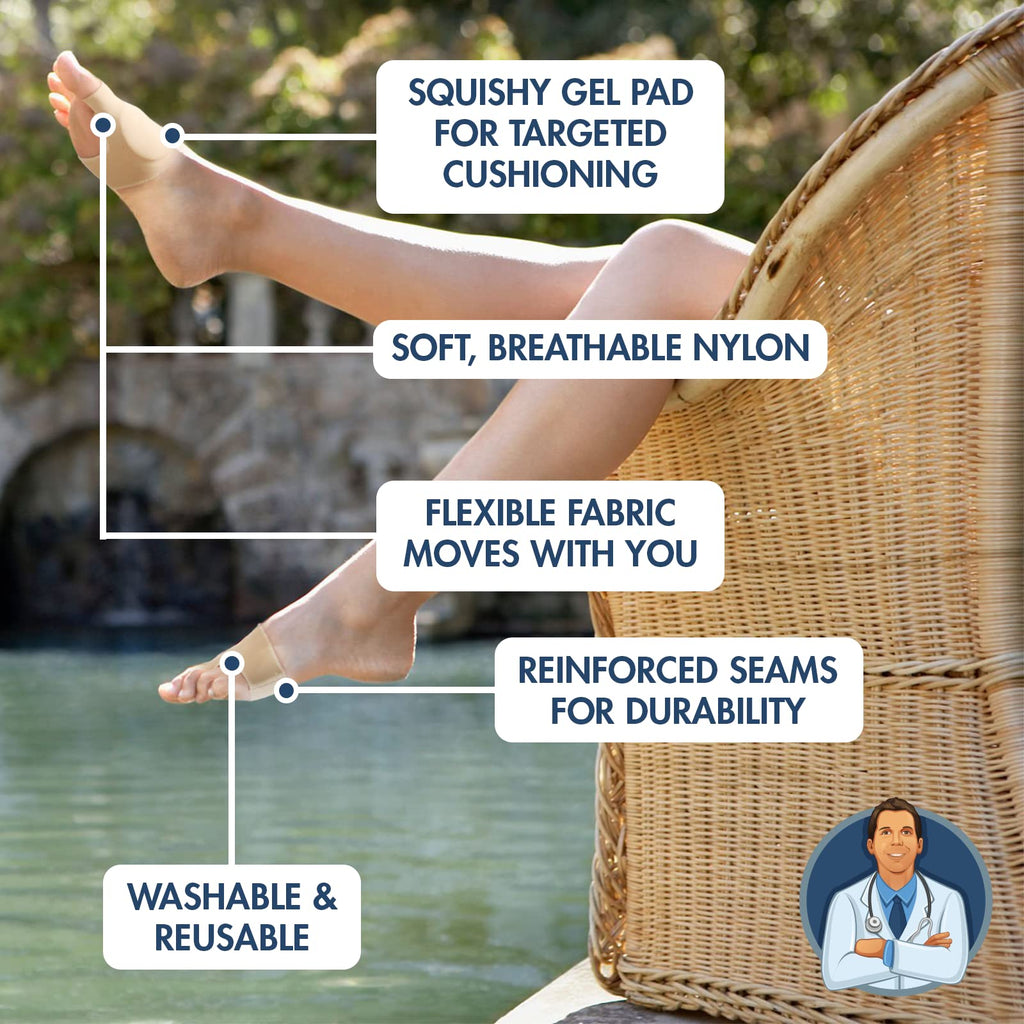 Dr. Frederick's Original Bunion Sleeves - 2ct. - Thin Bunion Relief Socks - Orthopedic Bunion Cushion for Women & Men - Gel Pad