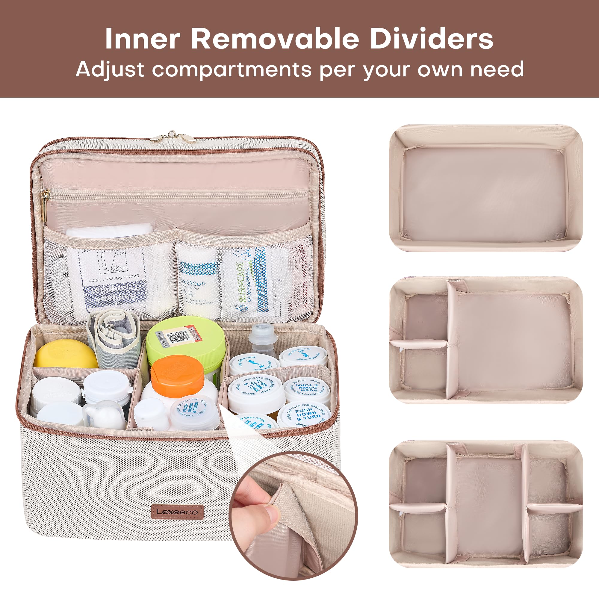 Lexeeco Medicine Bag for Traveling, Dual Layers Medicine Pill Organizer Medication Pill Bottle Storage with Lockable Zipper, Med