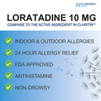 Puregen Labs Allergy Relief, Loratadine 10mg 2 Pack - 200 Tablets Total - 24 Hour Non-Drowsy Antihistamine Allergy Medicine for