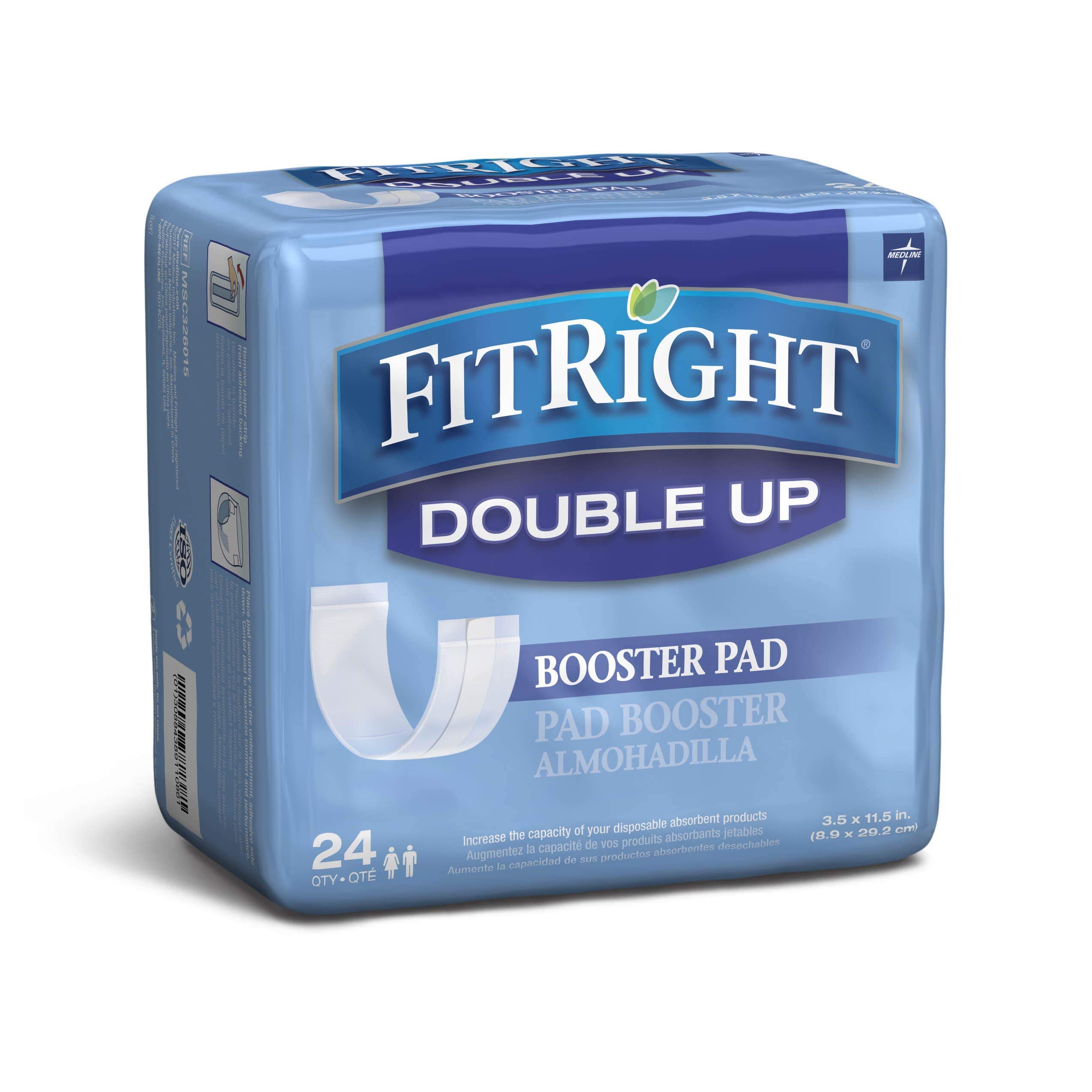 Medline Double-Up Incontinence Liners, 24 Count (Pack of 8)