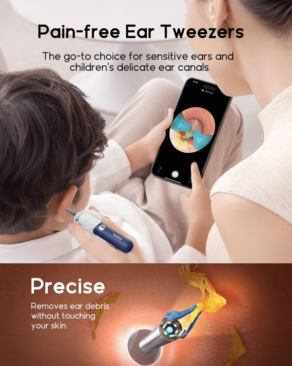 Bebird Earsight Plus Ear Cleaning Camera Wax Removal Tool kit, Flexible Ear Scope Otoscope Camera Light, Visual Ear Picker Wirel