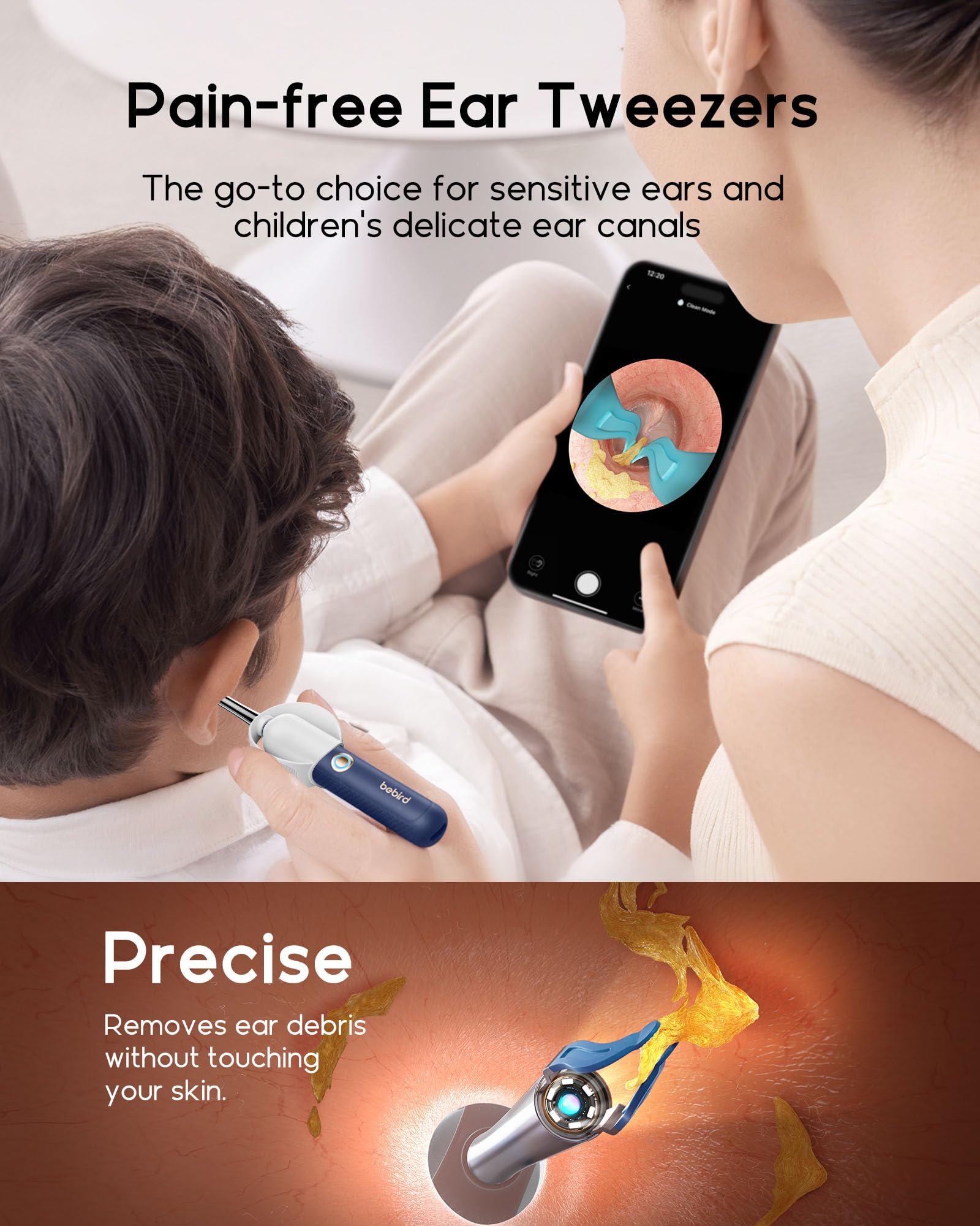 Bebird Earsight Plus Ear Cleaning Camera Wax Removal Tool kit, Flexible Ear Scope Otoscope Camera Light, Visual Ear Picker Wirel