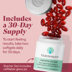 Femininity Smooth as Silk 30-Day Starter Kit for Vaginal Dryness (60 Softgels & Refillable Glass Jar) - Sea Buckthorn Oil with 3