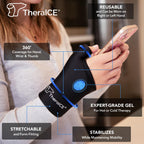TheraICE Wrist Ice Pack - Soft Gel Ice Pack Wrap Thumb Brace for Either Wrist for Hot & Cold Hand Therapy - Fits Most Women - S/