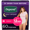 Depend Night Defense Adult Incontinence & Postpartum Bladder Leak Underwear for Women, Disposable, Overnight, Medium, Blush, 60 