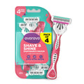 Evereve Shave & Shine 4 Blade Disposable Razor For Women, Pack Of 4, Quick & Easy Hair Removal Aloe Vera, Argan Oil & Vitamin E,