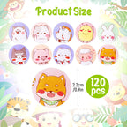 120Pcs Kids Bandages 10 Styles Cute Cartoon Bandaids Variety Pack,0.9In Round Vaccination Bandage Adhesive Dot Flexible Fabric K