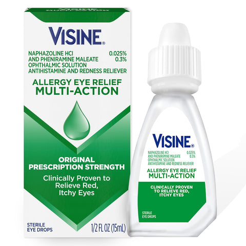 Visine Allergy Eye Relief Multi-Action Antihistamine & Redness Reliever Eye Drops with Pheniramine Maleate & Naphazoline HCl, Ey