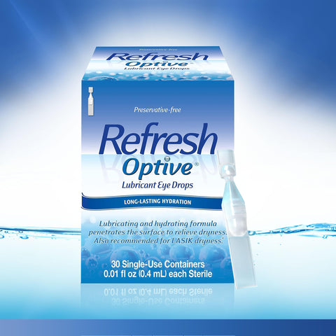 Refresh Optive Lubricant Eye Drops Non-Preserved Tears, 30 Single-Use Containers, 0.01 fl oz (0.4 mL)