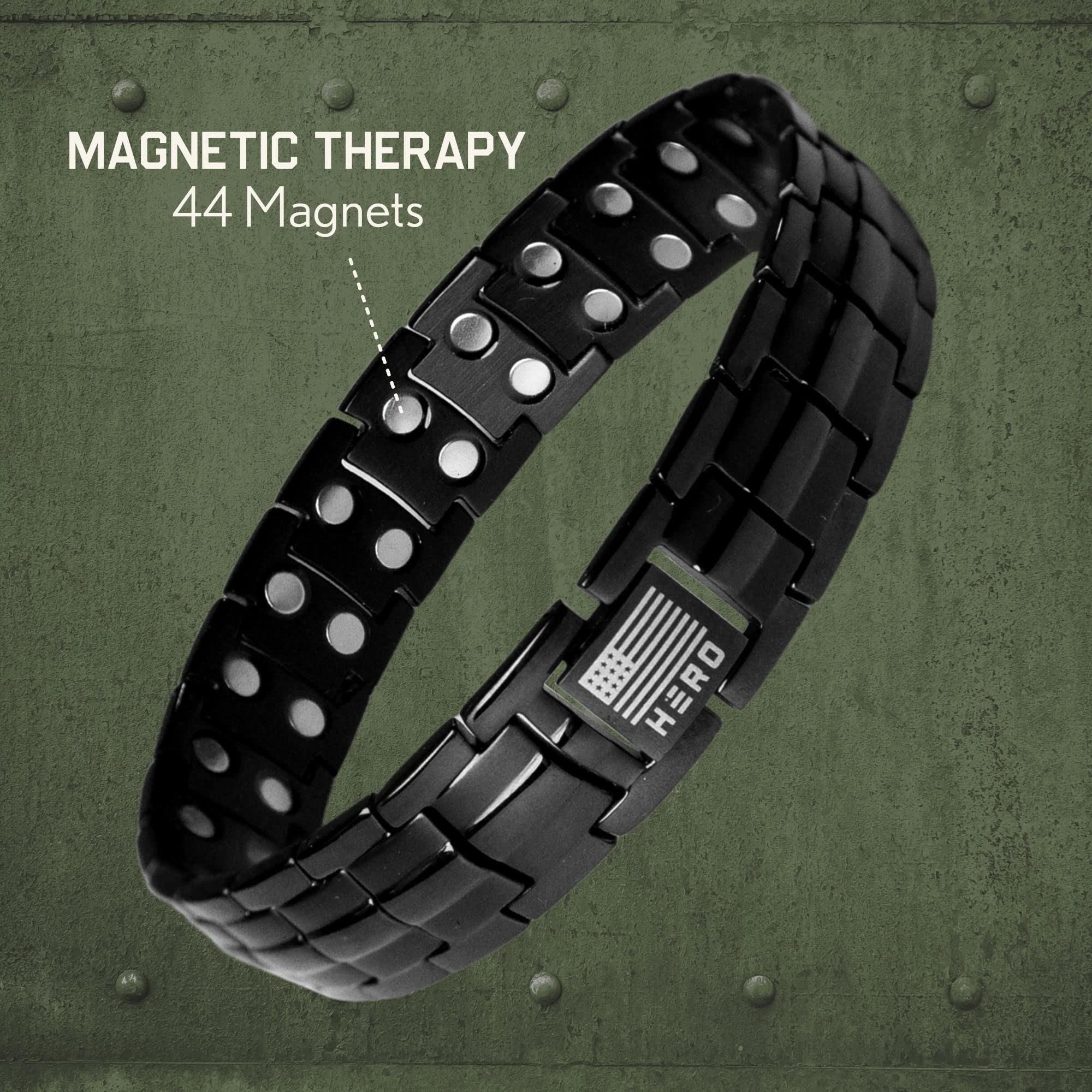 iHeartDogs Hero Company Titanium Magnetic Bracelet - Sherman Tank Track Magnetic Therapy Bracelet with Link Removal Tool
