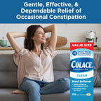 Colace Clear Stool Softener for Gentle Effective Constipation Relief, #1 Doctor Recommended Stool Softener Brand, Dye Free, 50 m