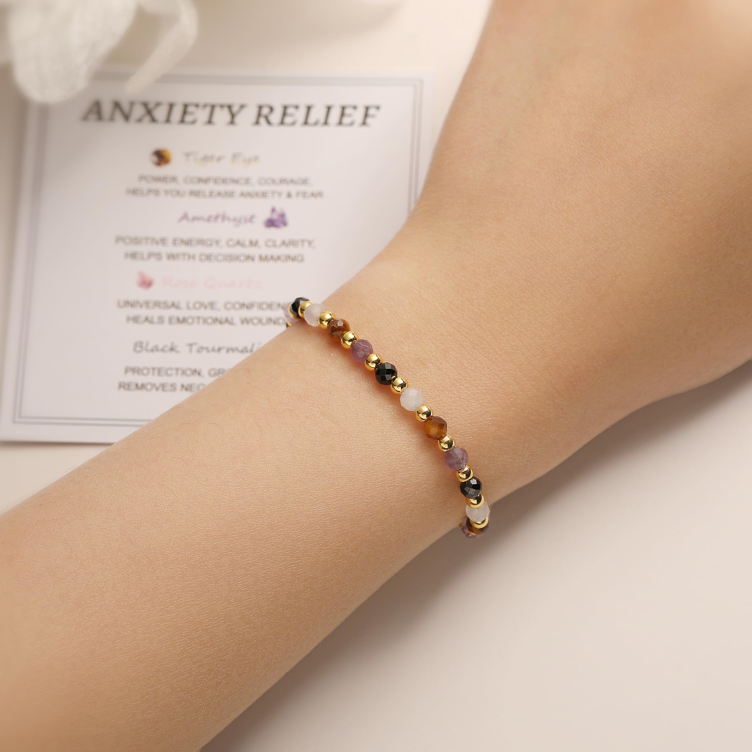 Flvkev Anxiety Relief Items Bracelet for Women, Depression Stress Relief Anti Anxiety Gifts Spiritual Jewelry Natural Healing Cr