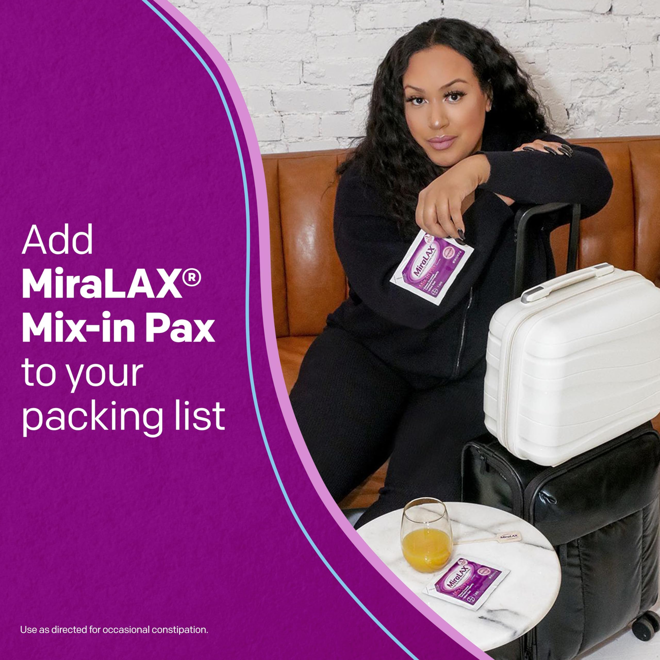 MiraLAX Gentle Constipation Relief Laxative Powder, Stool Softener with PEG 3350, No Harsh Side Effects, Single Dose Mix-In Pax