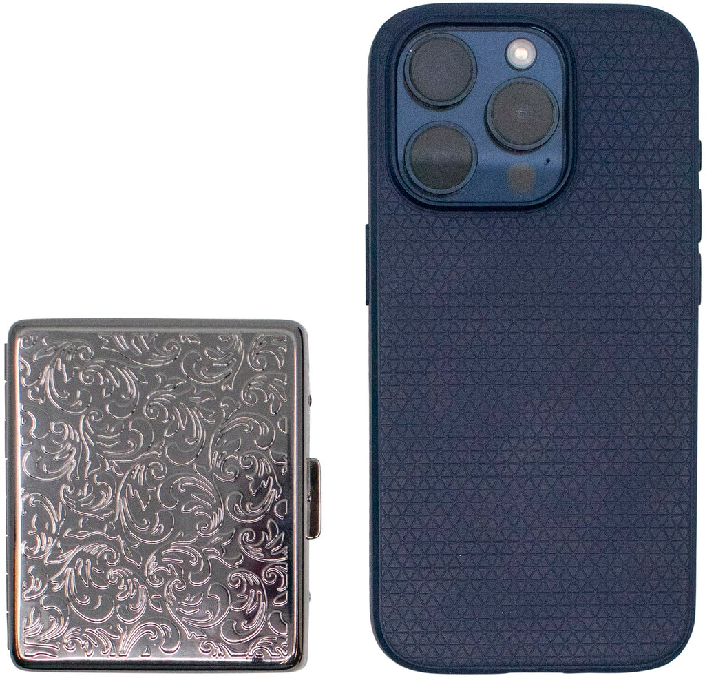 Set of 2 Metal-Plated Weekly (7-Day) Pill Box Case & Portable Medicine Organizer (Gunmetal Victorian)
