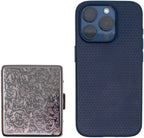 Set of 2 Metal-Plated Weekly (7-Day) Pill Box Case & Portable Medicine Organizer (Gunmetal Victorian)