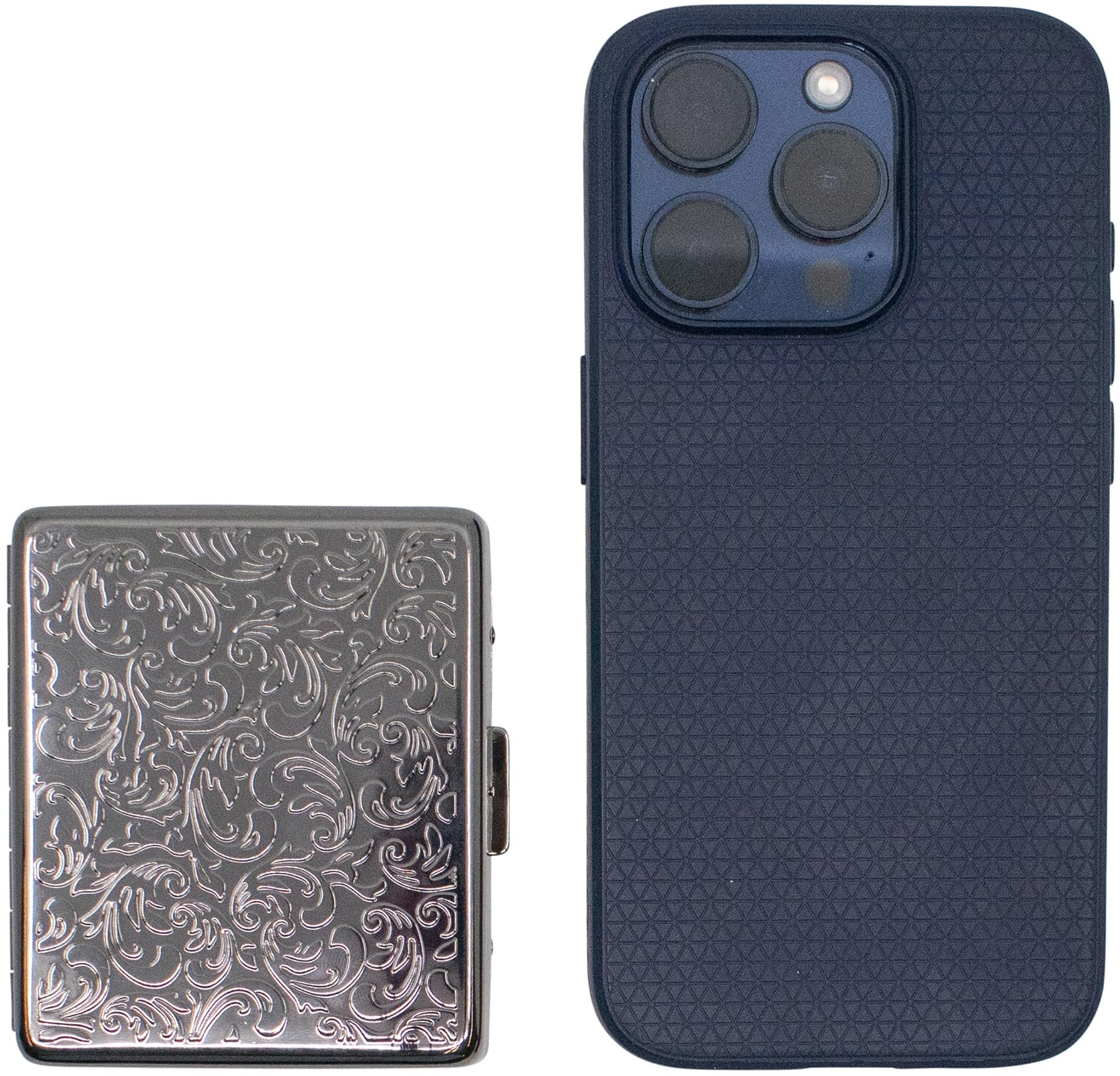 Set of 2 Metal-Plated Weekly (7-Day) Pill Box Case & Portable Medicine Organizer (Gunmetal Victorian)