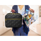 StarPlus2 Large Quilted Pill Bottle Organizer, Medicine Bag, Case, Carrier for Medications, Vitamins, and Medical Supplies - Tra