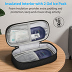 MEDMAX Insulin Cooler Travel Case with 2 Ice Pack, Water Resistant Insulated Diabetic Medication Organizer Carrying Bag with Ext