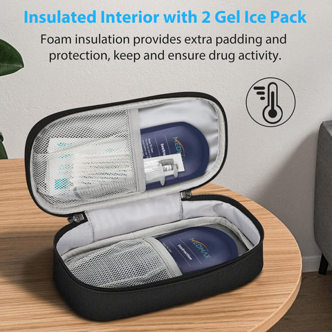 MEDMAX Insulin Cooler Travel Case with 2 Ice Pack, Water Resistant Insulated Diabetic Medication Organizer Carrying Bag with Ext