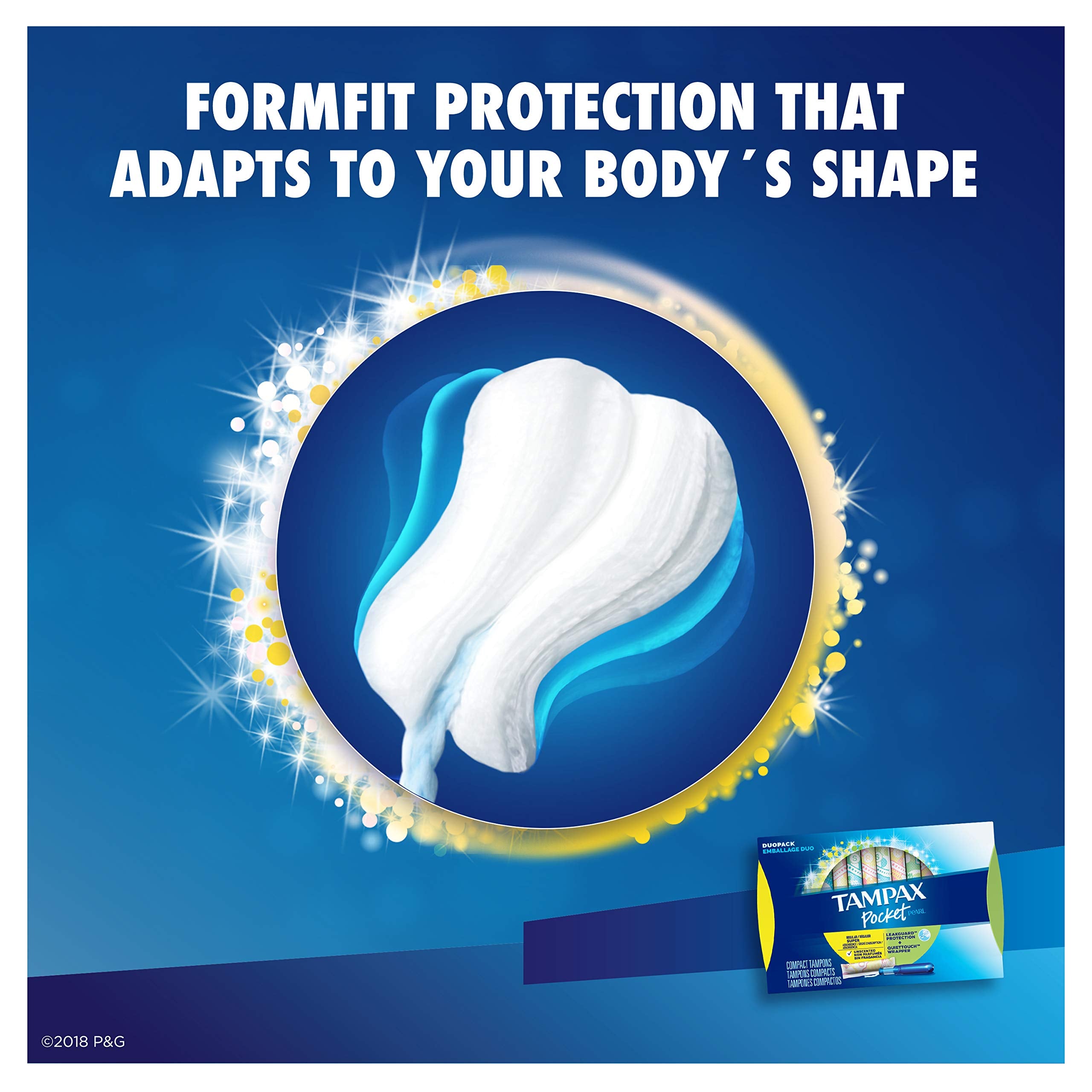 Tampax Pocket Pearl Plastic Tampons, Duopack (Regular/Super Absorbency), Unscented, 30 Count (Packaging May Vary)