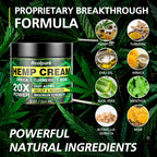 Natural Hemp Cream 8 fl oz - Maximum Strength - Arnica,MSM, Turmeric, Emu Oil, Menthol, Aloe - Muscle, Joint, Nack, Shoulder, Ba