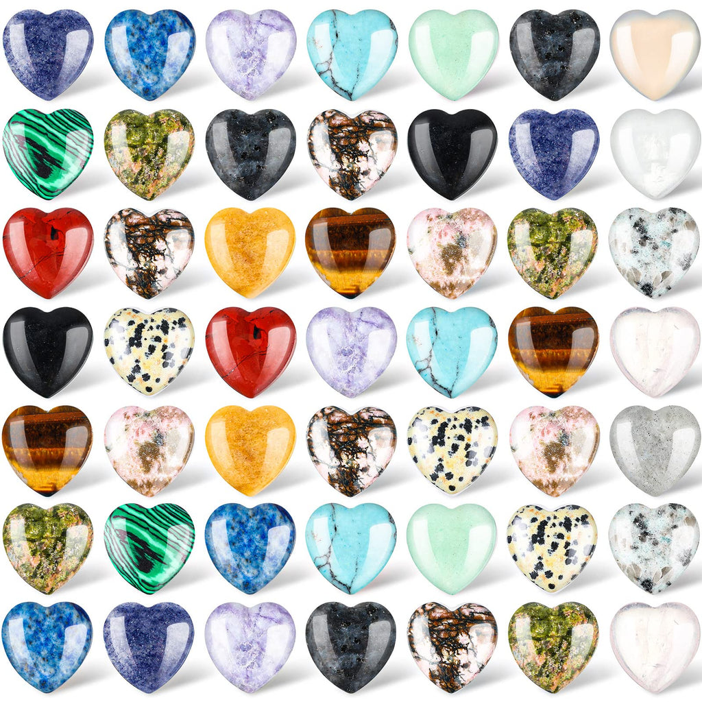 Nuenen 72 Pcs Natural Heart Shaped Crystal Stone 0.8'' Worry Stone Bulk Heart Palm Pocket Healing Carved Love Mini Gemstone Deco