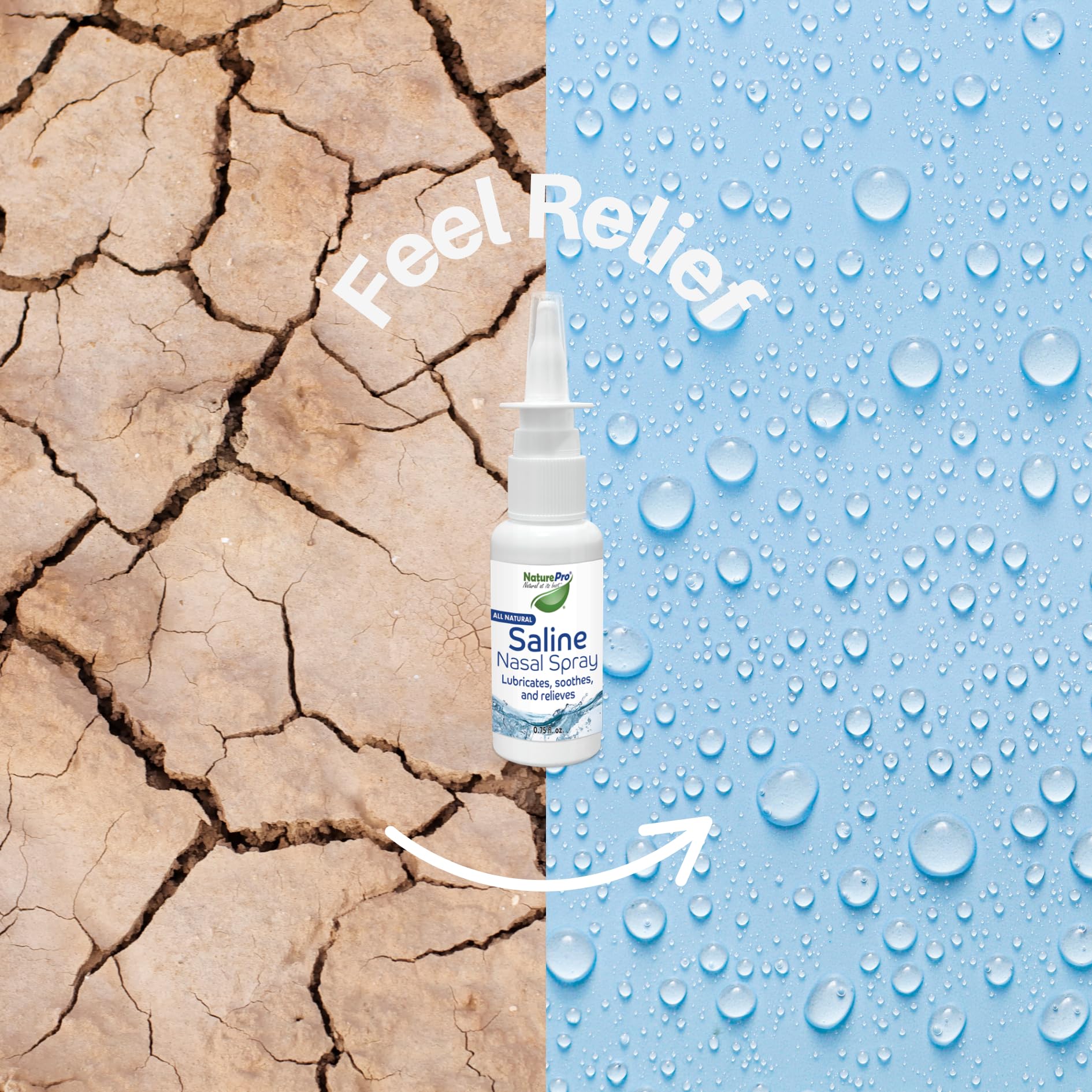 NaturePro All Natural Saline Nasal Spray, 0.75 fl. oz., Kosher, Dual Salt Moisturizing Formula