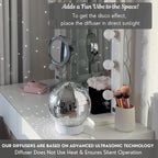 SCANDINORDICA Disco Ball Diffuser Rotating - 300ML Essential Oil Diffuser with Whisper Quiet Operation, 7 Color Night Light & 4