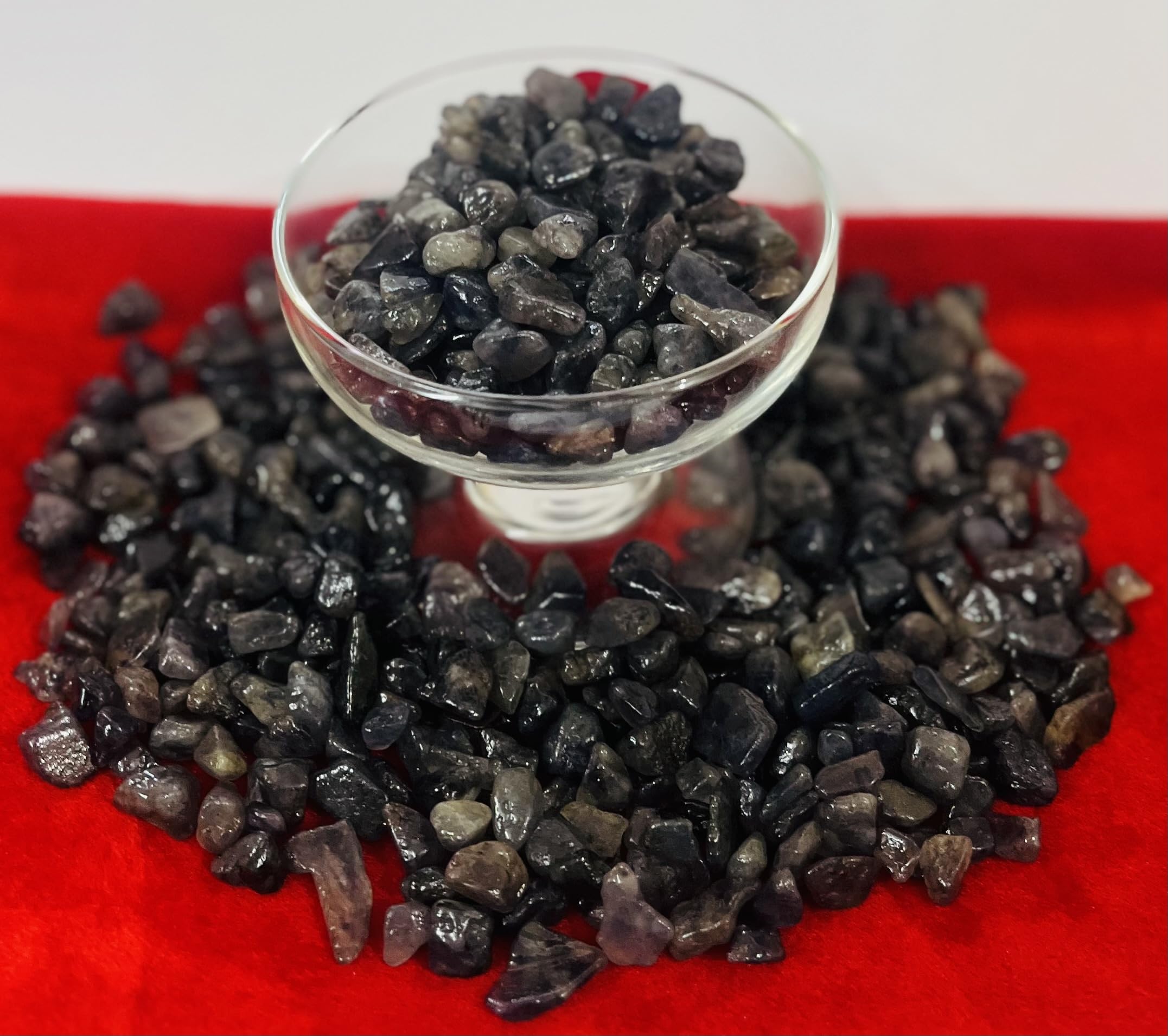 Indian Consigners Natural Crushed Polished Tumbled Gem Stone Chips, Decoration & Healing Crystals (Iolite)