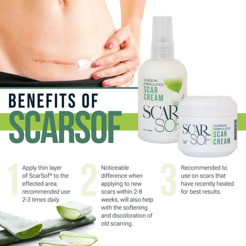 ScarSof Scar Cream - Advanced Scar Cream Made with 100% Organic Aloe Vera and All Natural Emu Oil - Helps Scar Appearance and Ov