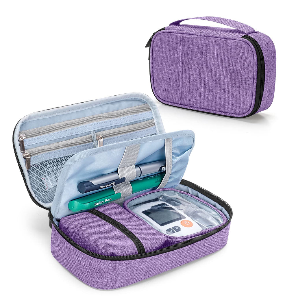 CURMIO Diabetic Supplies Bag for Glucose Meter, Medication and Other Diabetes Care Supplies, Diabetes Travel Organizer Case with