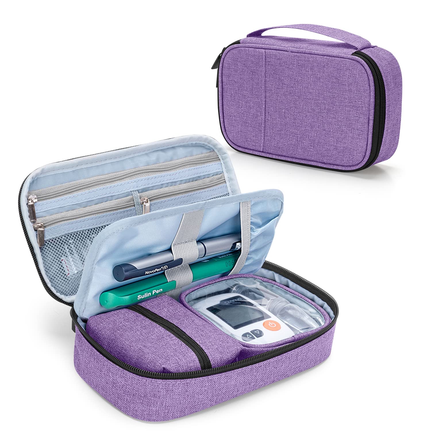 CURMIO Diabetic Supplies Bag for Glucose Meter, Medication and Other Diabetes Care Supplies, Diabetes Travel Organizer Case with