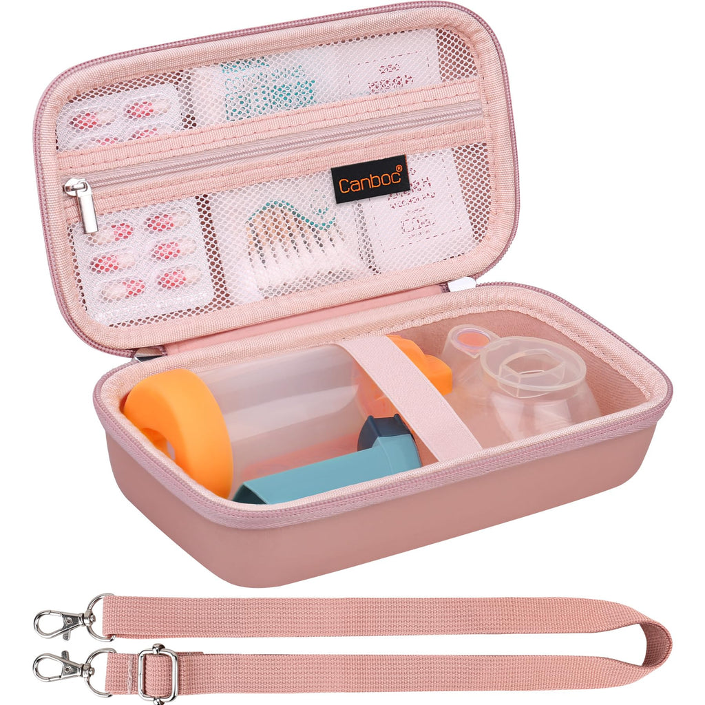 Canboc Carrying Case for Asthma Inhaler, Handheld Spacer for Adults and Kids, Mask, Inhaler Spacer Bag with Removable Shoulder S