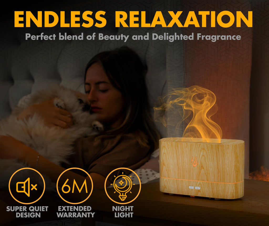 Colorful Aromatherapy Essential Oils Diffuser for Home, Quiet Cool Mist Flame Humidifier for Bedroom with Remote, Fire Flame Dif