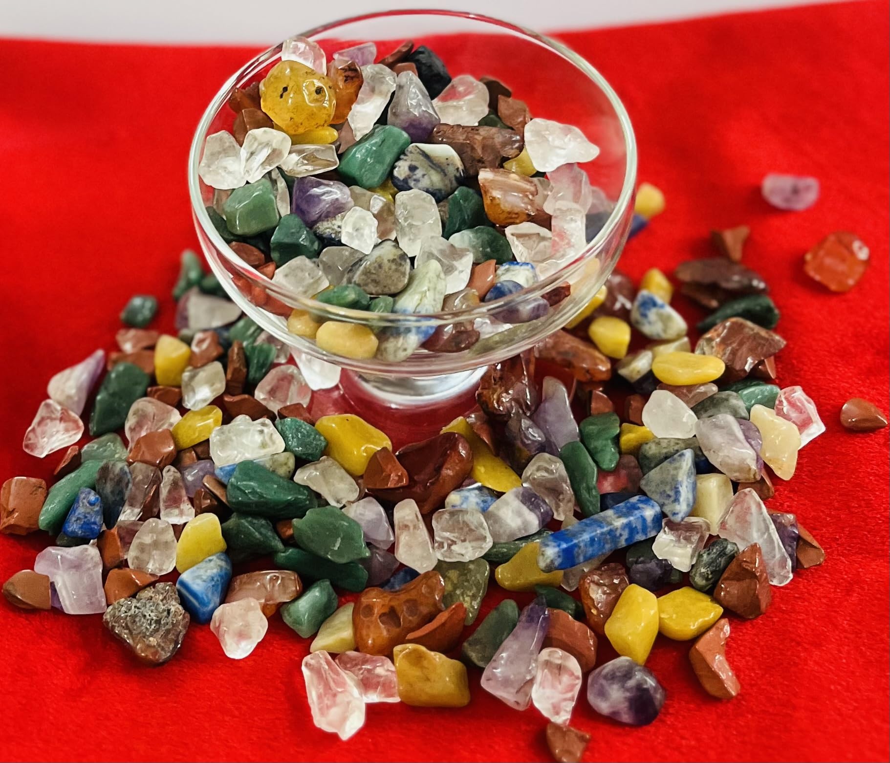 Indian Consigners Natural Crushed Polished Tumbled Gem Stone Chips, Decoration & Healing Crystals (Seven Chakra)