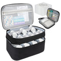 Medicine Organizer Bag, Dual Layers Pill Bottle Organizer Storage Bag with Adjustable Divide, Medication Travel Bag for Pills, V