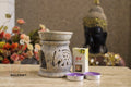 KC Kullicraft Handcrafted Soapstone Aroma Oil Diffuser Burner Stands with 2 Tea Light Candle and 2.5 ml Mogra Oil (Beige)