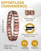 Feraco Copper Bracelet for Men-Magnetic Bracelets 99.99% Pure Copper Jewelry Gift with Adjustable Sizing Tool, Magnetic Field Th