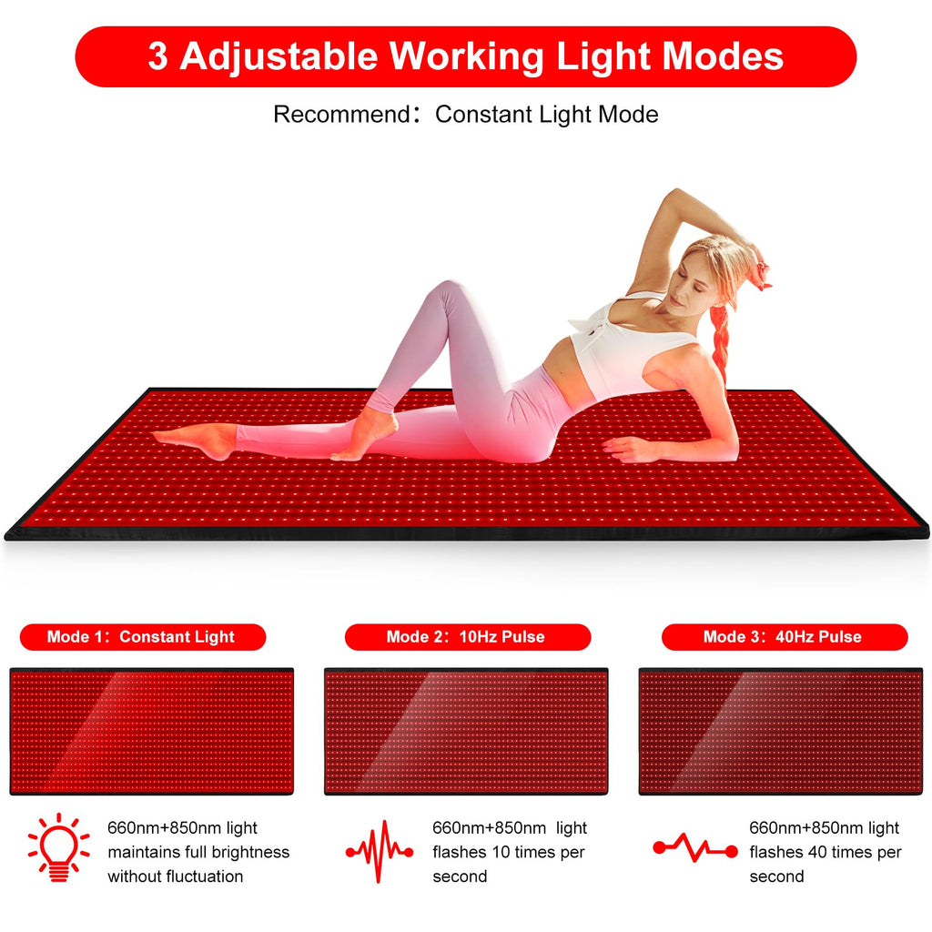 Red Light Therapy Mat 70.9'' X 31.5'' 1280 LEDs Near Infrared Light Therapy Blanket 660nm 850nm Full Body Pad 3 Modes & 9 Timer