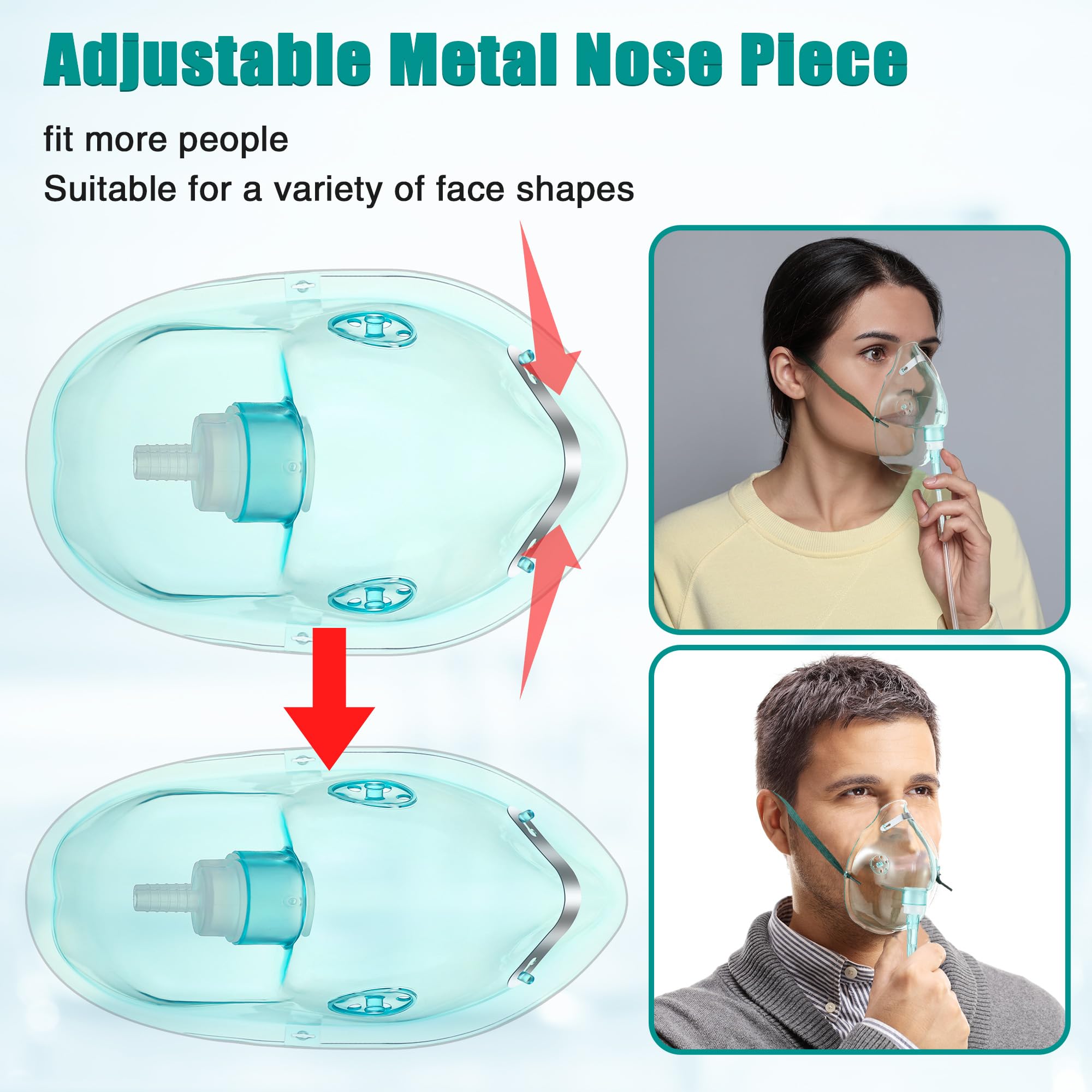 Geiserailie 2 Pack XL Oxygen Mask with 6.6 Ft Tubing and Adjustable Elastic Strap, Adult Oxygen Mask with Tubing, Oxygen Masks f