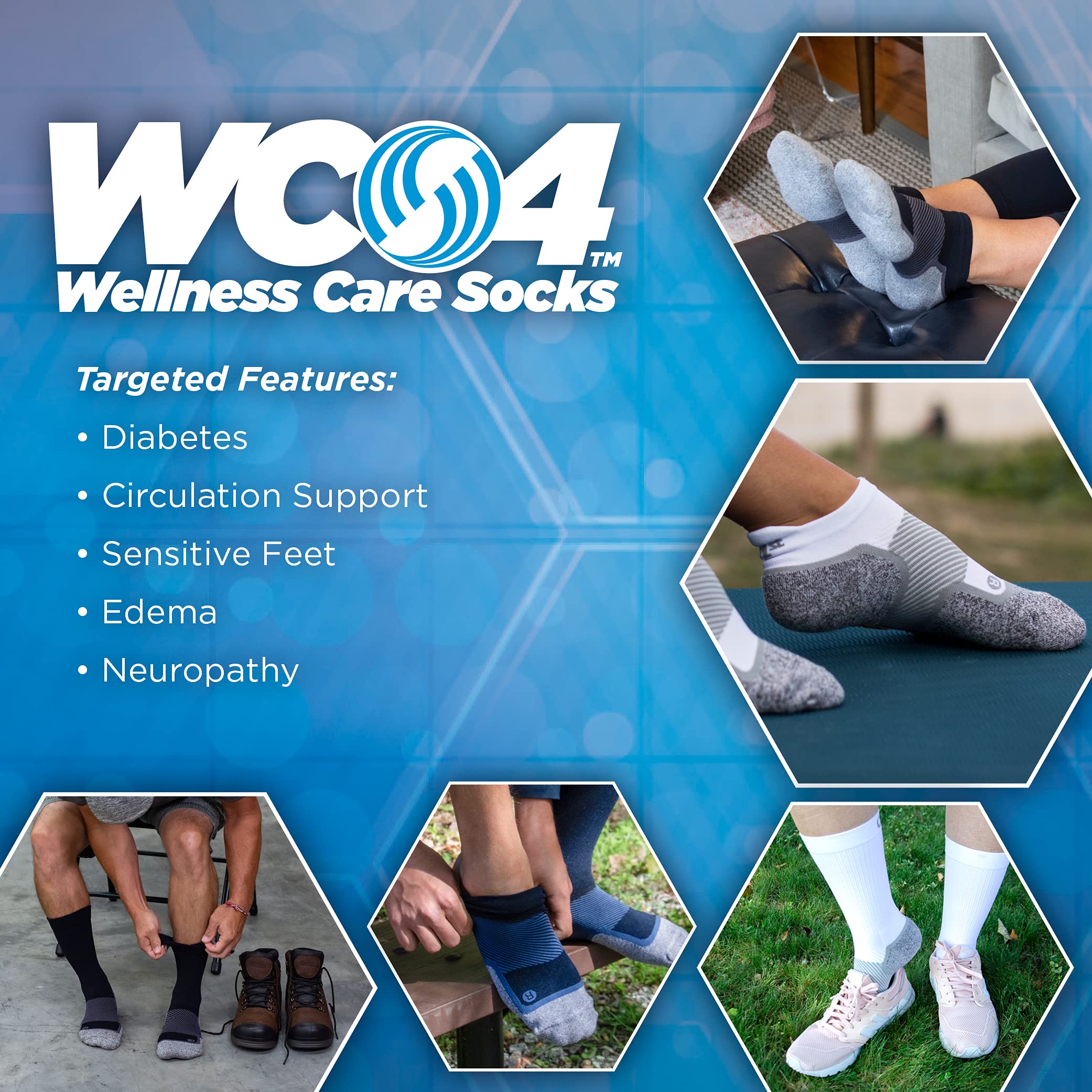 OrthoSleeve Unisex-Adult Diabetic and Neuropathy Non-Binding Wellness Socks - WC4 Improves Circulation and Helps with Edema, 1 P