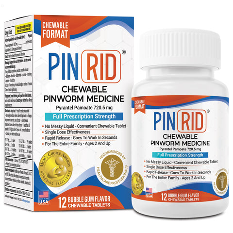 PinRid Pyrantel Pamoate Dewormer for Humans - 250mg, Pinworm Medicine for Adults & Kids, Fast Acting Human Dewormer Treatment fo