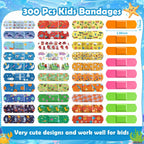 Sublaga 33 Style Kids Cartoon Bandages 300 Pcs Cute Bandages Adhesive Flexible Colorful Bandage Toddler Bandage Waterproof Prote