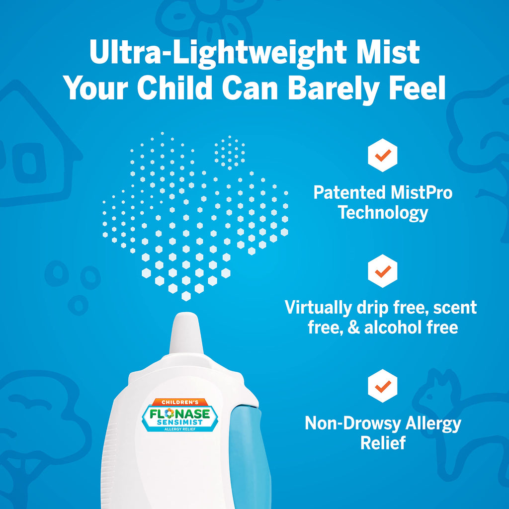 Flonase Childrens Sensimist Allergy Relief Spray, 24 Hour Non-Drowsy Childrens Allergy Medicine, Scent-Free, Alcohol-Free Fine