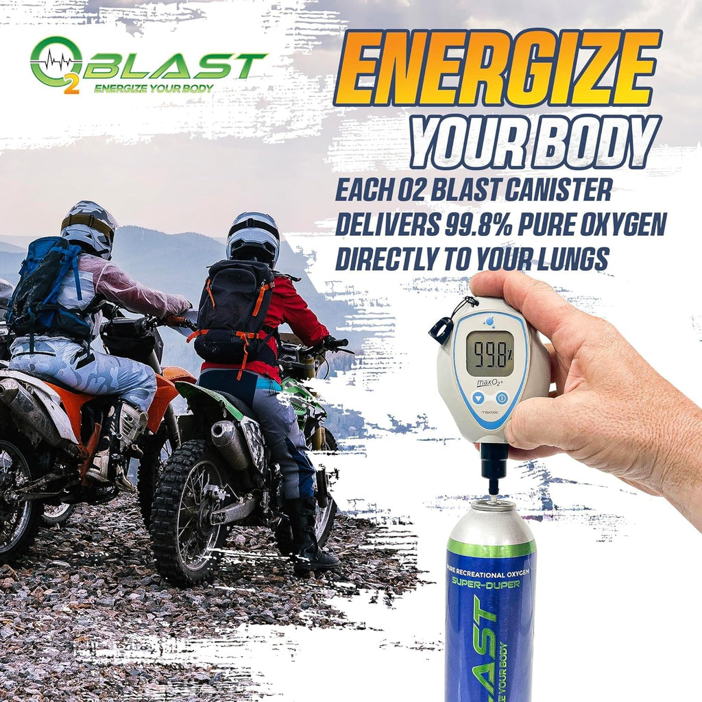 O2 Blast - Pure Oxygen Supplement, Quick Recovery for Exercise and Focus, Sanitary flip top Cap (4 Liter Oxygen Canisters - 6 Pa