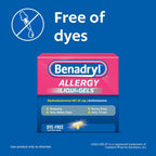 Benadryl Liqui-Gels Antihistamine Allergy Medicine & Cold Symptom Relief, Dye-Free Liquid Gels with 25 mg of Diphenhydramine HCl