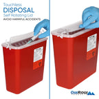 Oakridge Products Sharps Container for Home Use and Professional 5 Quart (1-Pack), Biohazard Needle and Syringe Disposal, Horizo