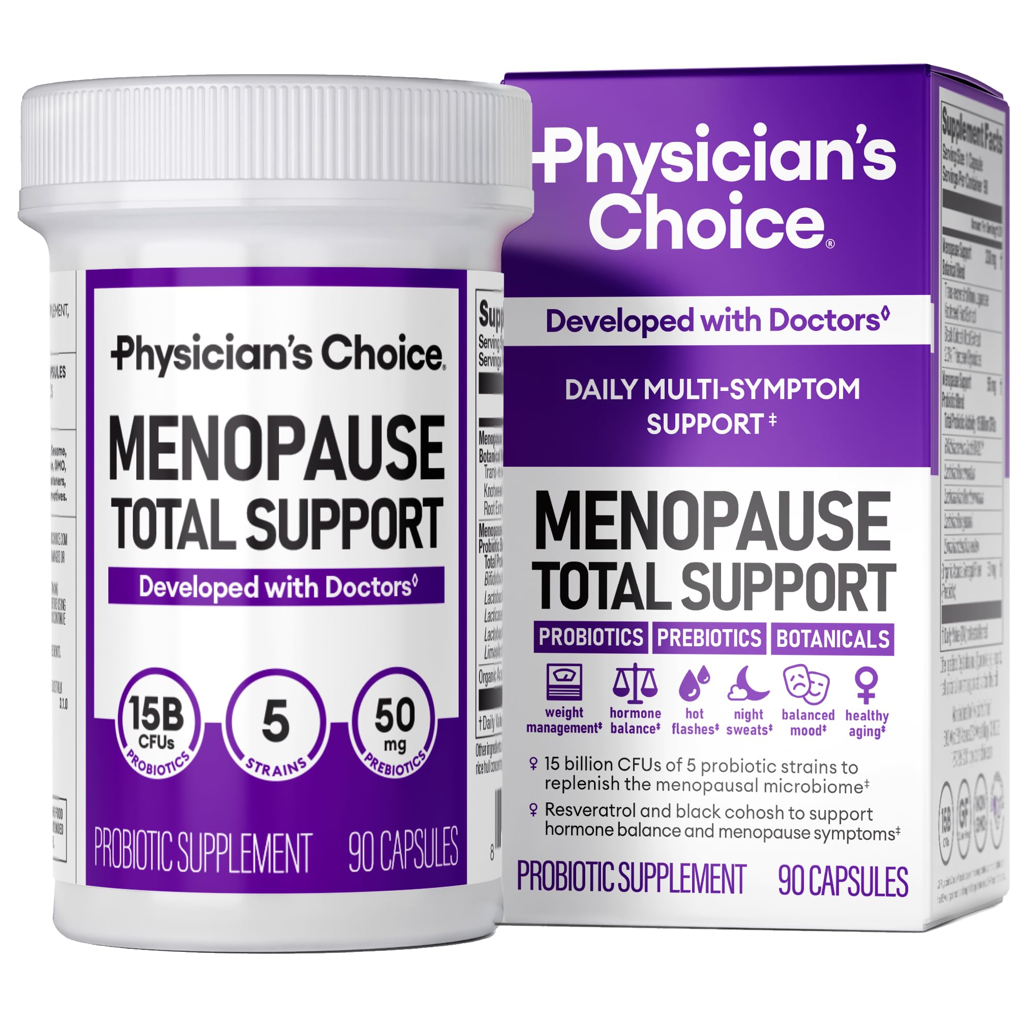 Physicians CHOICE Menopause Probiotic Supplement for Women - Supports Hormone Balance, Hot Flashes, Night Sweats, Weight Manage