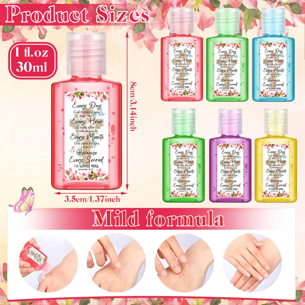 Gejoy 48 Pack Christian Hand Sanitizer Bible Verse Mini Hand Sanitizer Bulk Travel Size Christian Gift for Women Bible Religious