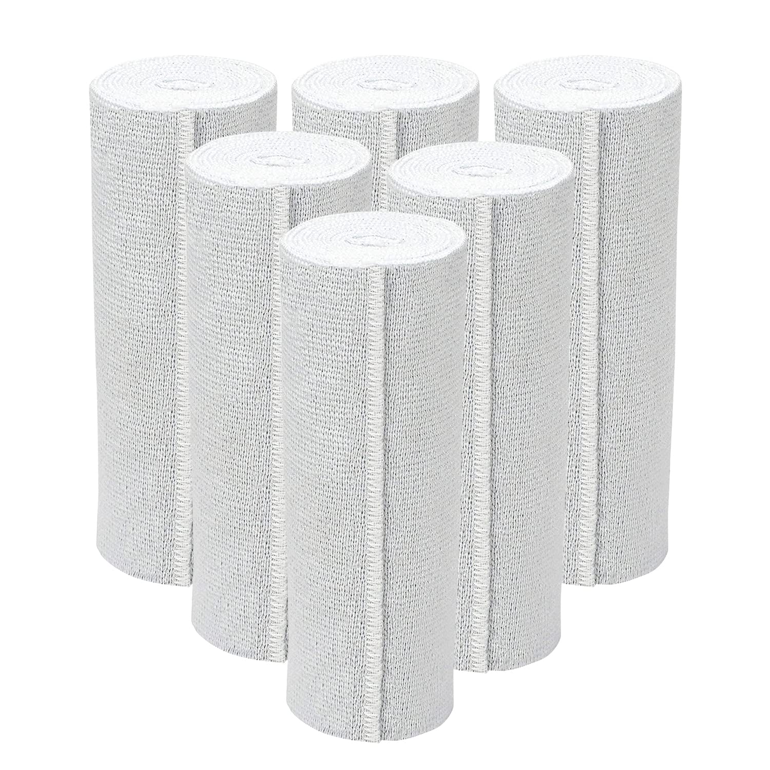 Nexskin 6 Letex Free Bandges - Comfort Elastic Bandage with Single Hook & Loop Closure - White, 6 Pack